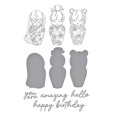 BetterPress plate and die set - Kokeshi dolls - Kyoto