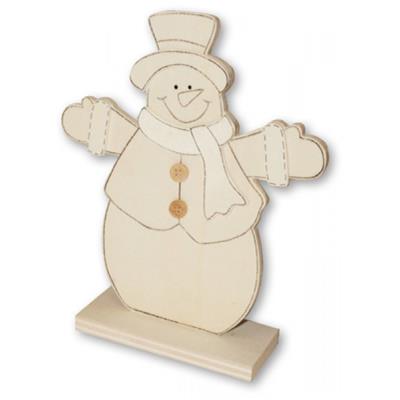 Bonhomme de neige sur socle en bois