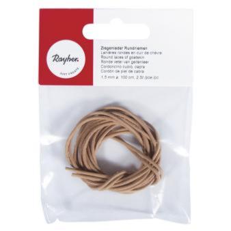 2 cordons en cuir de chèvre beige