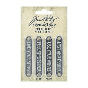 4 plaques de mots Tim Holtz 