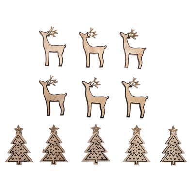 Miniatures en bois sapins et cerfs