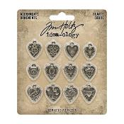 12 Breloques coeurs Tim Holtz 