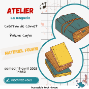 Atelier au Magasin - Reliure Copte - samedi 19 avril 25